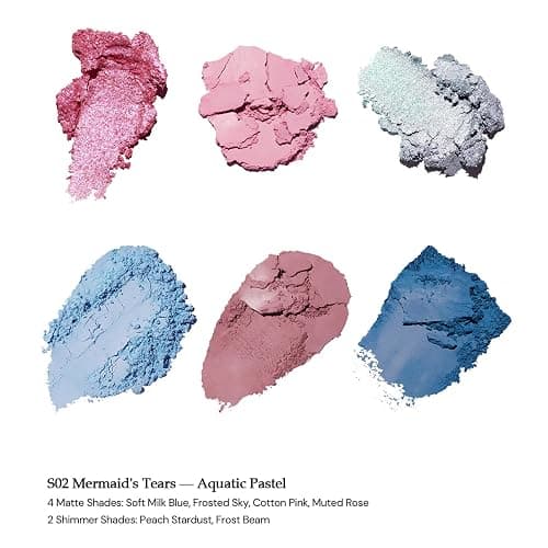 Flower Knows Shell's Jewel 6-Color Makeup Palette,Pink Blue Face Makeup Palette with 4 Matte + 2 Shimmer Shades,Blendable Smooth Cute Make Up,0.23 Oz(02 Mermaid's Tears) thumbnail 2