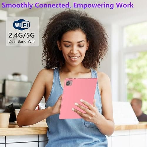 ZZB 2 in 1 Tablet with Keyboard Case Mouse Stylus Pen, 10 inch Tablet Android 14.0 Tablets PC Set, 8GB RAM+64GB ROM Tableta Computer 10.1" IPS Screen 2MP+8MP Dual Camera WiFi BT Tab Pink/Girls thumbnail 7
