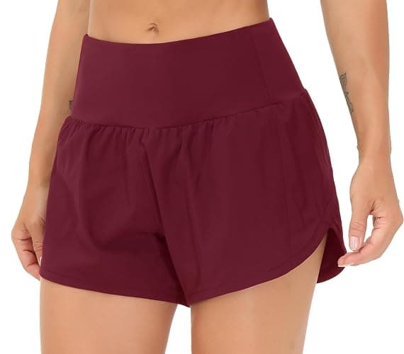 THE GYM PEOPLE Womens High Waisted Running Shorts Quick Dry Athletic Workout Shorts with Mesh Liner Zipper Pockets - Image 1