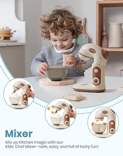 ROBUD Pretend Play Kitchen Appliances, Kids Play Kitchen Toy Food Set with Egg Steamer, Mixer, Toaster, and Blender with Realistic Sounds, Play Kitchen Accessories forToddlers (4-Set) thumbnail 3