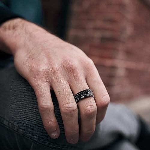 Besteel 16Pcs Stainless Steel Fidget Rings for Men Women Stress Anxiety Relief Rings Black Cool Chain Band Spinner Rings Set for Wedding Promise Mens Rings Pack thumbnail 5