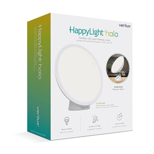 Verilux HappyLight Halo - Cordless LED Light Therapy Lamp with a 360° Magnetic Base & Rechargeable Battery for Portable, UV-Free, Full Spectrum 10,000 LUX Light with Adjustable Brightness and Color thumbnail 7