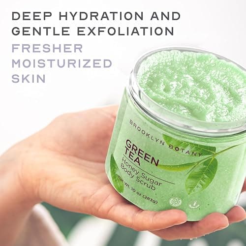 Brooklyn Botany Green Tea Honey Sugar Scrub for Body 10 oz – Deeply Hydrating and Gently Exfoliating Body Scrub for Women and Men – Moisturizing and Nourishing the Skin thumbnail 4