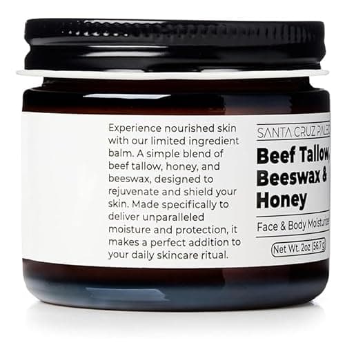 Santa Cruz Paleo, Beef Tallow, Beeswax & Honey Face Moisturizer, Organic, Unscented Grassfed Beef Tallow Skin Care, Sunscreen Free, Non Comedogenic Face & Body Moisturizer for Sensitive Skin, 2 Oz thumbnail 8