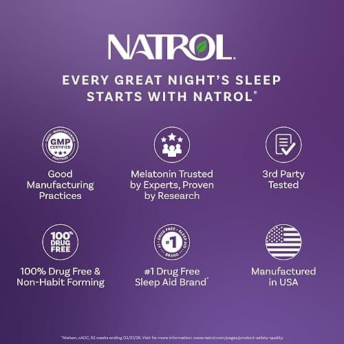 Natrol Melatonin 10 mg Fast Dissolve Tablets, Strawberry, 100 Count | Sleep Support for Adults, for Occasional Sleeplessness, No Water Needed, 100% Drug-Free, Non-Habit Forming thumbnail 7