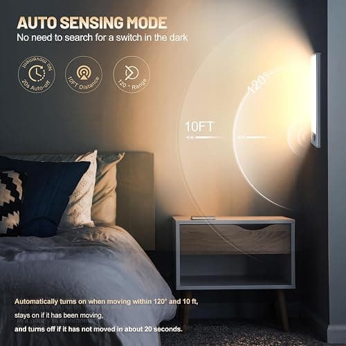 6 Pack Under Cabinet Lights Wireless, 32 LED Motion Sensor Light Indoor Rechargeable Magnetic Closet Lights Battery Operated, Under Counter Lights for Kitchen, Wardrobe, Stairs, Warm Light thumbnail 2