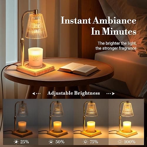 Marycele Candle Warmer Lamp with Timer for Yankee Candles, Adjustable Height Wax Melt Warmer, Birthday Gifts for Mom Women Sister, Vintage Amber Glass Lamp, Thanksgiving Decorations for Home Decor thumbnail 6