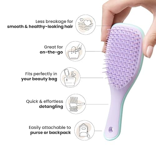 Tangle Teezer Ultimate Detangler Hairbrush, Eliminates Knots & Reduces Breakage, Mini Hair Brush for Travel, Small Hands & All Hair Types, Wisteria Leaf - Wisteria Leaf thumbnail 4