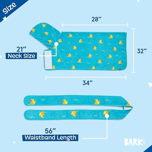 Barkbox Dog Bathrobe Fast Drying with Hook and Loop Closure & Wrap Tie Snuggle, Cute Dogs Clothes, Easy to Clean, Machine Washable, Dog Coats and Tumble Dry Low - Rubber Duck, Large | Fast Drying, Microfiber Bath Towel - Hook & Loop Closure and Wrap Tie - Machine Washable - Rubber Duck thumbnail 3