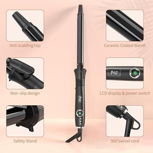 3/4 Inch Curling Iron with Clipped Tourmaline Ceramic Barrel Professional 0.75Inch Hair Curler up to 450°F Dual Voltage for Traveling 60 Mins Auto Off Suit for Different (Black, 0.75 Inch) thumbnail 7