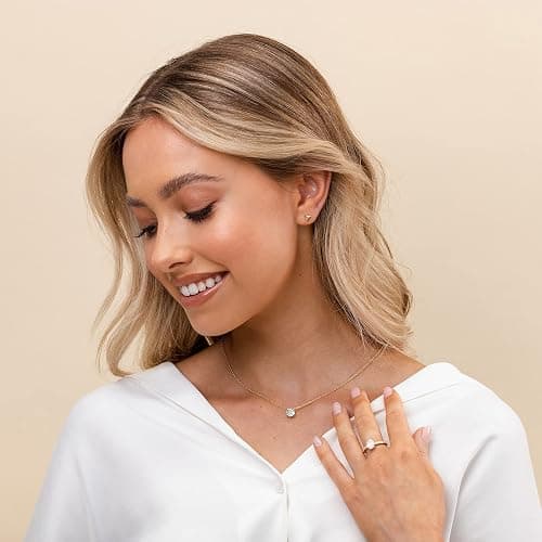 PAVOI 14K Gold Plated Crystal Solitaire 1.5 Carat (7.3mm) Cubic Zirconia Dainty Choker Necklace | Gold Necklaces for Women thumbnail 4
