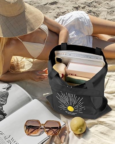 Miss Adola Aesthetic Canvas Tote Bag with Inner Pocket for Women, Cloth Cotton Totes Bag with Pattern for Shopping, Gym thumbnail 5