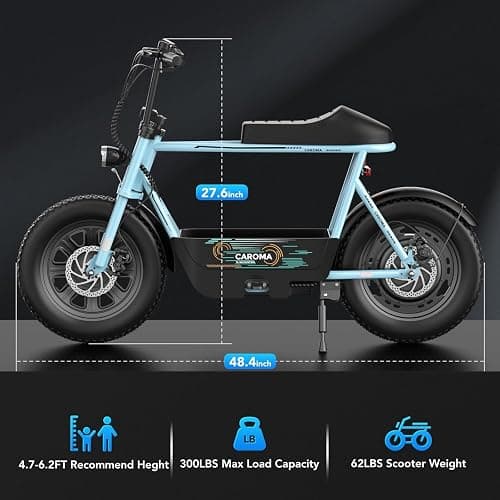 Caroma Peak 1200W Electric Scooter with Seat, 16" Fat Tire Electric Dirt Bike, Max 30Miles Ranges, Top Speed 20Mph, Electric Motorcycle Mini Bike with Basket for Pets & Cargo, UL 2272 Certified thumbnail 9
