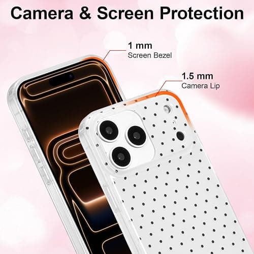 QLTYPRI Cute Phone Case for iPhone 17 Pro Max Case Polka Dot Fashion Aesthetic Design for Women Girls, Slim TPU Shockproof Protective Phone Cover for iPhone 17 Pro Max - White thumbnail 2