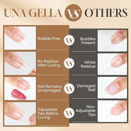 UNA GELLA 6 in 1 Gel Nail Glue for Nails Tips 10ml Long Lasting U V Nail Glue Super Strong Brush On Glue for Base Blooming Gel for Clear False Nail Tips and Press on Acrylic Nails Need Light Cured thumbnail 6