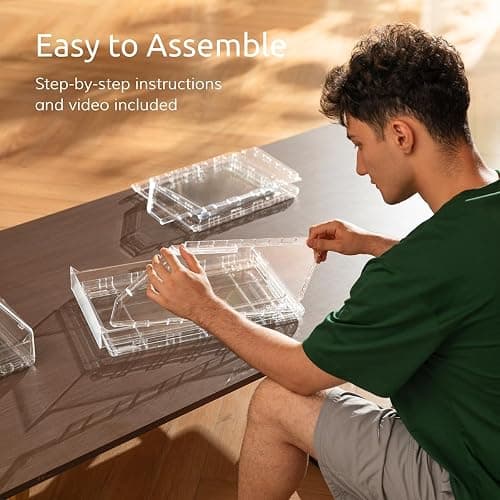 Ozueccr Hat Organizer Box – Stackable Clear Display Box with Sliding Drawer, Holds 15 Baseball Caps, Closet and Shelf Organizer for Hats, Transparent Display with Anti-Slip Feet thumbnail 4