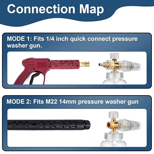 Raincovo Foam Cannon for Pressure Washer, Snow Clear Foam Cannon for Car Wash, Stainless Steel Filter, Adjustable Nozzle with M22 and 1/4 Inch Quick Connect, Additional 1.1 mm Orifice Nozzle thumbnail 6