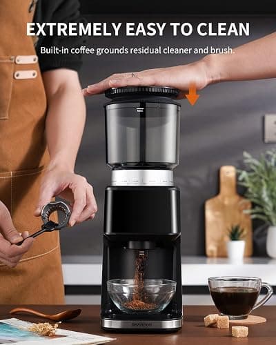 SHARDOR Conical Burr Espresso Coffee Grinder Electric with Precision Timer 2.0, Touchscreen Adjustable Burr Mill with 51 Precise Settings for Home Use, Anti-static, Stainless Steel thumbnail 7