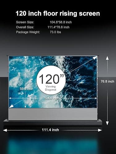 AWOL VISION 120" Motorized Rising Matte White Projector Screen for Long Short Ultra Short Throw Projector, Floor Stand Indoor Outdoor Theater Screen, 170°+ Viewable 4K/8K Ultra HD MW-F220 - MW-F220 thumbnail 8