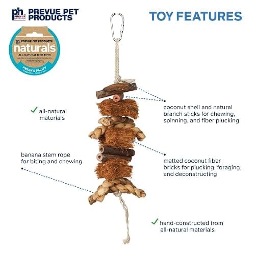 Prevue Hendryx 62803 Naturals Coco Rope Mini Bird Toy, 8 x 2.5 thumbnail 3