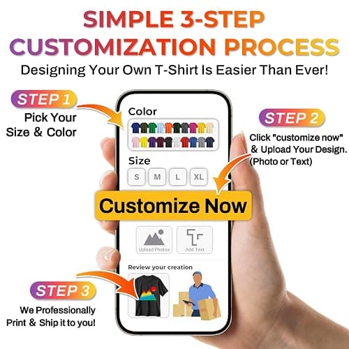 Custom T Shirts Bulk for Men Women Design Your Own Photo/Logo/Text Personalized Cotton T-Shirt Front & Back Print thumbnail 3