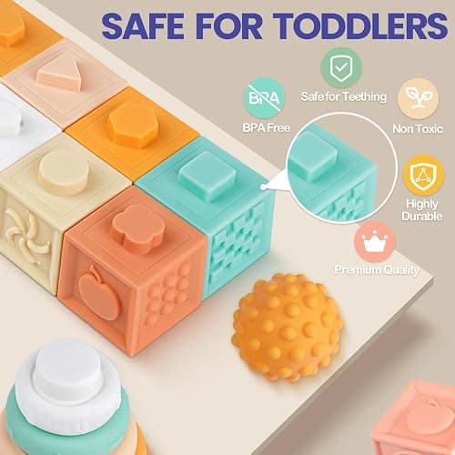 Montessori Baby Toys for 1 Year Old, Wooden Musical Instruments for Toddlers 1-3, Infant Sensory Teether, Stacking Toy Shape Sorter, Neutral Color Educational Birthday Gift for Kids 3+ (8 IN 1) thumbnail 4