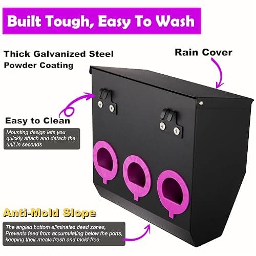 CluckRoots No Waste Quail Feeder, 3 x 1.5'' Ports for Adult Coturnix Quail | Outside-Hanging Metal Feeder for Wire Cages Hutch Pen to Save Space, No Spill No Mess for Japanese Jumbo Pharaoh Quail thumbnail 6