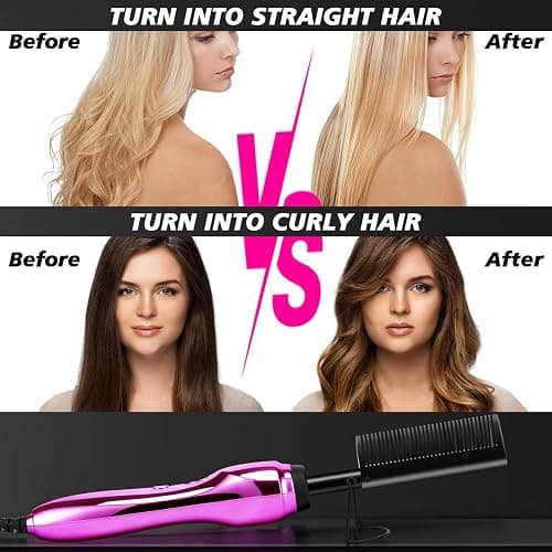 Hot Comb Hair Straightener Set for Lace Front Wigs - Heat Pressing Combs Ceramic Curling Flat Iron Electric Hot Comb for Wigs - Hair Straighteners Straightening Comb for Women Wig Installation Kit thumbnail 8