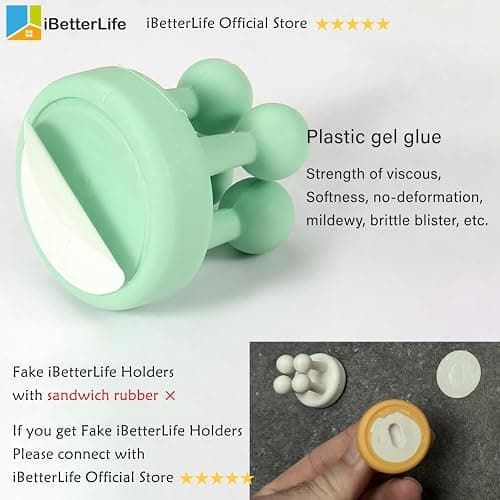 iBetterLife 5Pcs Self-adhesive Hooks Holders - Mounted to Wall Mirror for Clipping & Hanging Toothbrush Razor Towel Key Plug Cable, Utility Holder for Kitchen Bathroom Home Office Dorm Room Essentials thumbnail 8