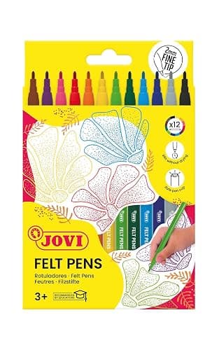 Jovi FELT PEN, Marqueur à trait fin, pointe fine, étui de 12 couleurs | Pointe de 2 mm - Image 1