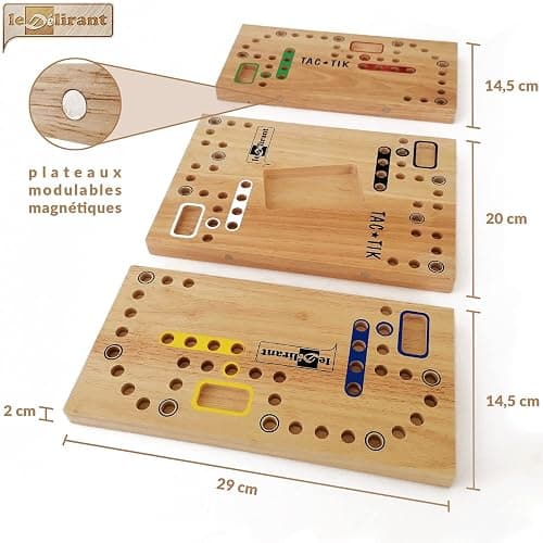 LEDELIRANT – TAC-TIK en Bois d’Hévéa – Plateau Magnétique Modulable – Jeu de Société Familial 2 à 6 Joueurs 4ans+ – Cartes Incluses – Fabrication Artisanale thumbnail 6