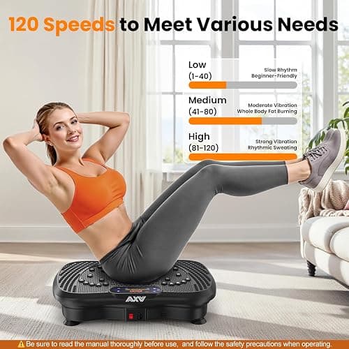 AXV Vibration Plate Fitness Platform Exercise Machine Vibrating Shaking Full Body Shaker Workout Vibrate Stand Shake Board Sport Gym for Weight Loss Fat Burner for Women Men thumbnail 5
