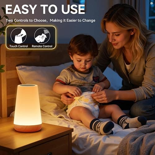 Auxmir LED Night Light Bedside Lamp Touch and Remote Control Dimmable Tabletop 13 RGB Colors Changing 5 Brightness Adjustable Rechargeable Portable Lamp for Baby Kids Nursery Bedroom Bathroom Camping thumbnail 5