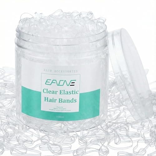 EAONE Clear Elastic Hair Rubber Bands, 1500pcs No Damage Mini Hair Ties Small Tiny Ponytail Holder, Hairstyling Accessories for Women Girls, 20mm in Diameter and 2mm in Width - Image 1
