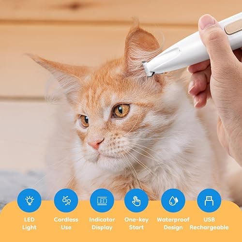 Mcbazel Pet Micro Precision Trimmer, Multifunctional Pet Hair Trimmer Waterproof Rechargeable Shaver with LED Light for Paws Eyes Ears Face Buttocks for Small Dogs and Cats，50dB Quiet Shave. thumbnail 2