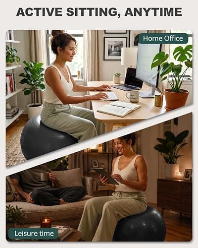 Trideer Yoga Ball for Exercise, Daily Stretching, Pilates, Core & Balance Training, Stability Ball for Pregnancy & Birthing Prep, Physical Therapy, Office Chair for Active Sitting, Quick Pump Included thumbnail 7
