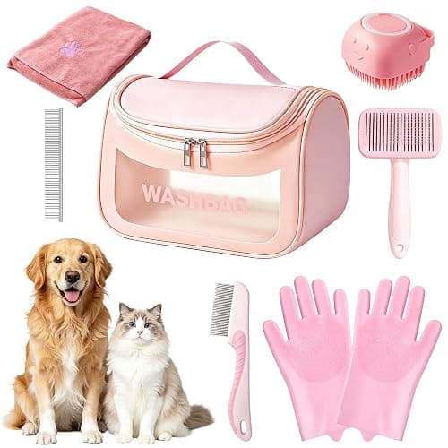 Pet Bath Grooming Kit, Dog Shampoo Brush & Dogs Bath Brush, Complete Dog Bath Supplies, for Short & Long Haired Dogs and Cats - Image 1