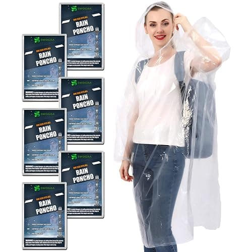 SWOGAA Disposable Rain Ponchos 6/10 Pack for Adults Extra Thick Long Sleeve | Clear Extra Thick PE Material, Long Sleeves with Elastic Cuffs for Travel, Camping, Festivals thumbnail 9