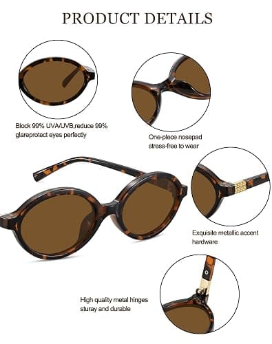 WOWSUN Retro Oval Sunglasses Womens Trendy Sun Glasses Sunnies UV400 Protection thumbnail 4