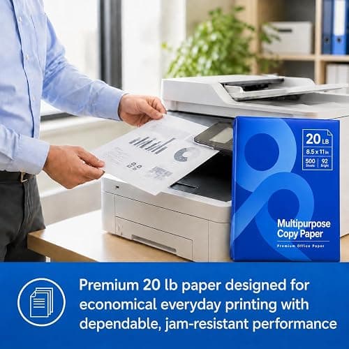Copy Printer Paper 8.5" x 11", 20 lb, 92 Brightness, 1 Ream (500 Sheets) | Premium White for Office, School & Home | Jam-Free, Acid-Free | WD Bundle H888-2 (Packaging May Vary) thumbnail 4
