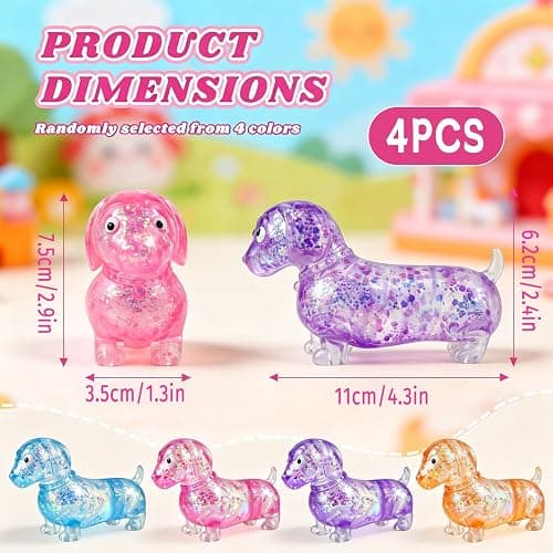 4PCS Dachshund Squishies, Squishies Slow Rising, Squeeze Toys Stress Relief | Glitter Dog Squishies Sensory Toys with Autism, Ideal for Birthday Gifts, Party Favors thumbnail 3