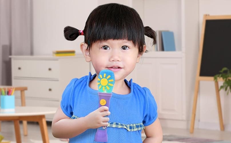 eKids Ms Rachel Toy Microphone for Kids, Includes Built-in Music and Lights, Toddler Toys Make Great Stocking Stuffers for Kids (Purple) thumbnail 5