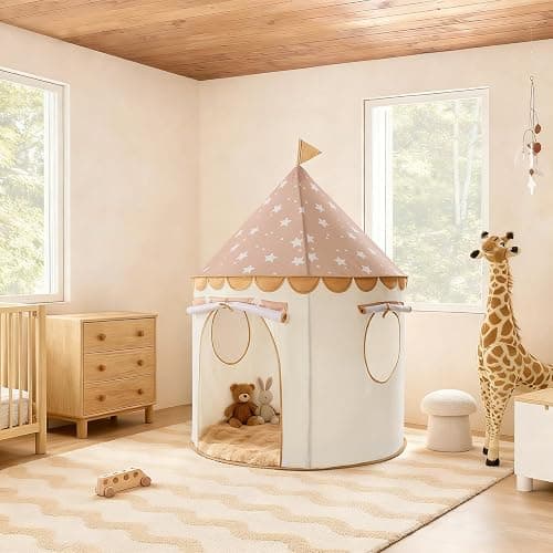 Tiny Land Kids Play Tent – Khaki Castle Tent for Kids Indoor, Neutral Toddler Tent for Girls & Boys, Portable Playhouse for Imaginative Play, Toys Gifts for 2 Year Old Girl & Boy thumbnail 2