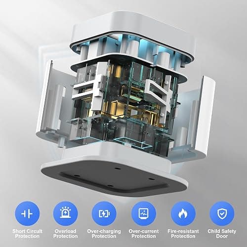 Tower Extension Lead with USB Slots 4 Way Cube Multi Plug with 1.5M Cable | 2 USB A and 1 USB C Ports, UK Power Strip with Switch Surge Protected Extension Socket Cord for Home Kitchen Office thumbnail 7