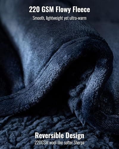 Sivio Weighted Blanket for Adult, 15lbs Sherpa Fleece Heavy Blanket Warm and Cozy Fluffy Throw, 60x80 Inch, Navy Blue thumbnail 3