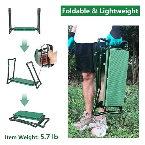 BESTHLS Garden Kneeler and Seat - Heavy Duty Folding Stool with Thick Pad, Tool Pouch, 330 lbs Capacity - Knee & Back Support, Perfect for Seniors, Women, Men thumbnail 5