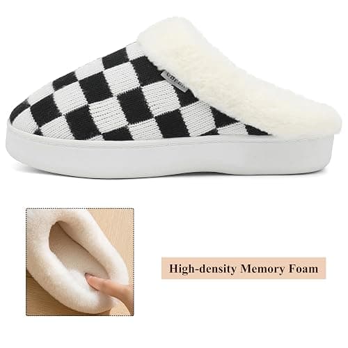 UBFEN Womens Slippers Classic Plaid Winter Warm with Memory Foam Fluffy House Shoes Platform Indoor Bedroom thumbnail 4