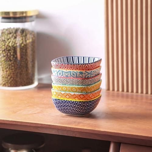 Selamica Ceramic 2.6 OZ Square Dipping Bowl Set, Soy Sauce Dish 3 inch Small Bowls for Ketchup Condiments Side Dish BBQ, Ramekins Oven safe, Stackable, Set of 6, Assorted Colors thumbnail 6