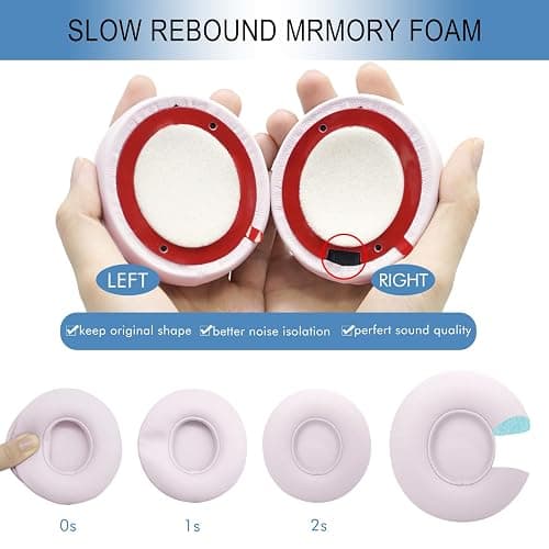 GEVO Ear Pads Replacement for Beats Solo 4 Wireless On-Ear Headphones, Earpads Ear Cushions for Solo 4 with Soft Protein Leather, Stronger Adhesive Backing (Cloud Pink) thumbnail 4