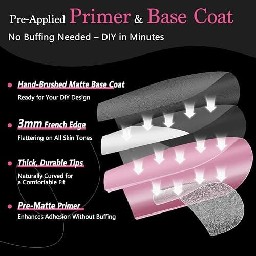 Qiek French Tips Press On Nails - 150Pcs Deep Pink Short Square Soft Gel Nail Tips Pre-Designed, 15 Sizes Fake Nails for Nail Art DIY, False Nails Salon Quality Manicure at Home Gifts For Women thumbnail 4